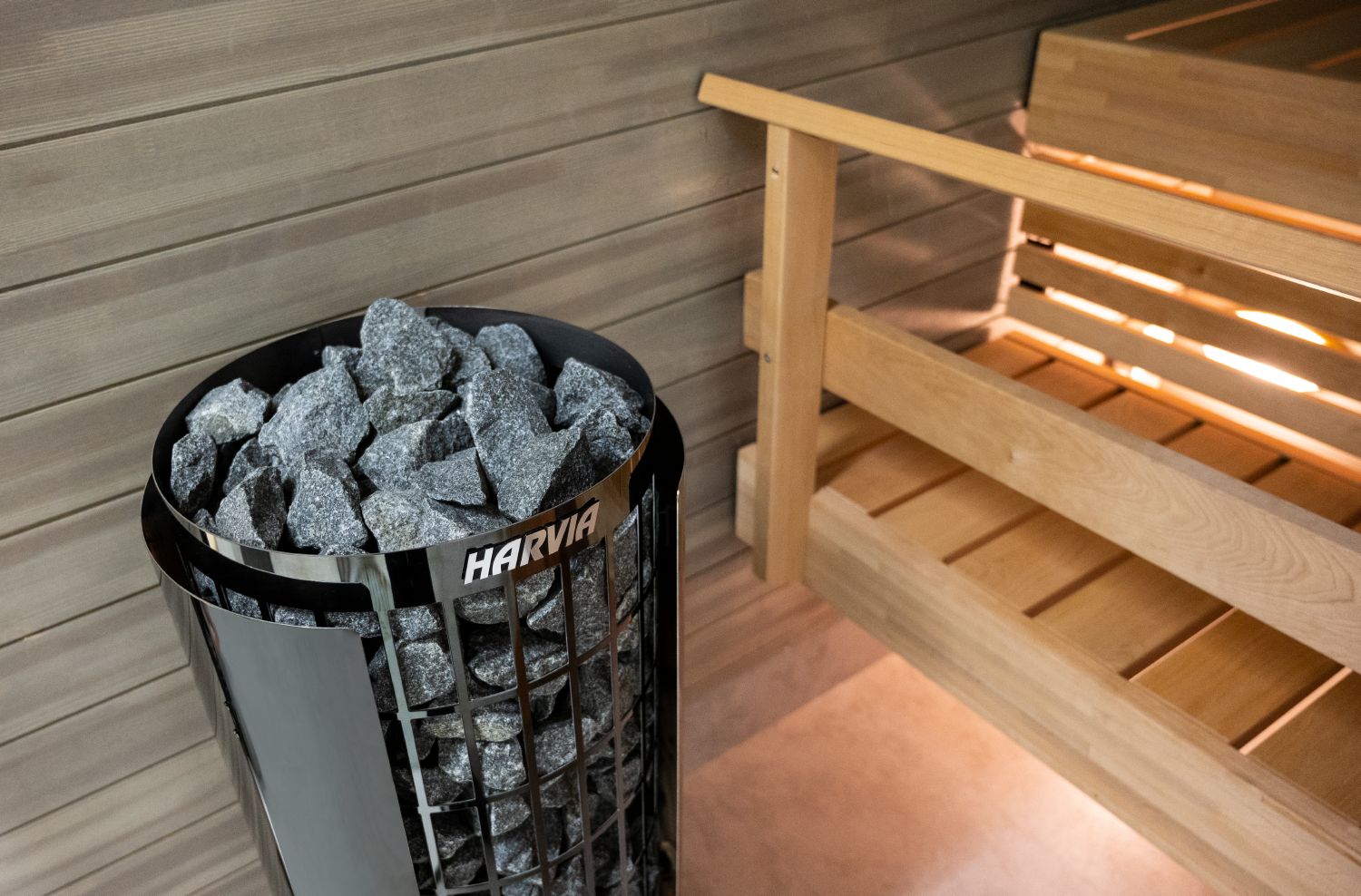 Poêle sauna Cilindro Black Steel intégré POV