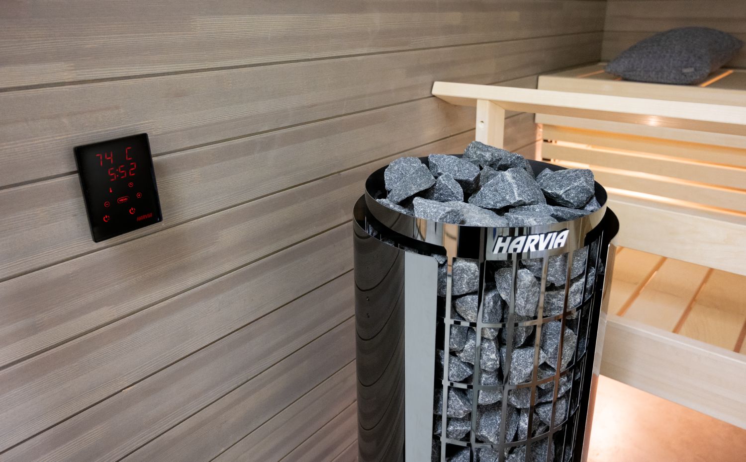 Poêle sauna Cilindro Harvia E Black Steel commande déporté