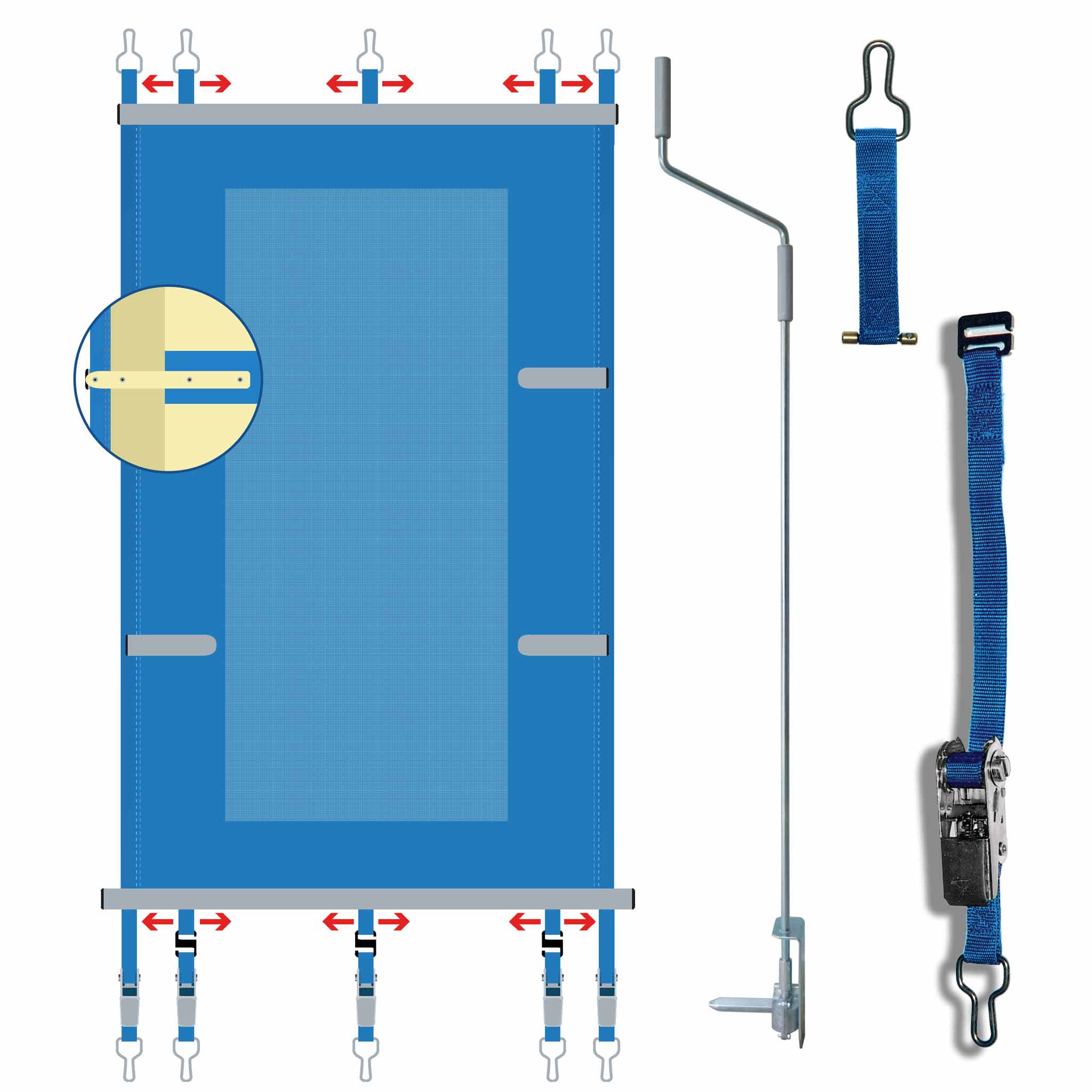 kit Bâche à barres hybride Gril PVC 650 g/m² | Sécurité piscine