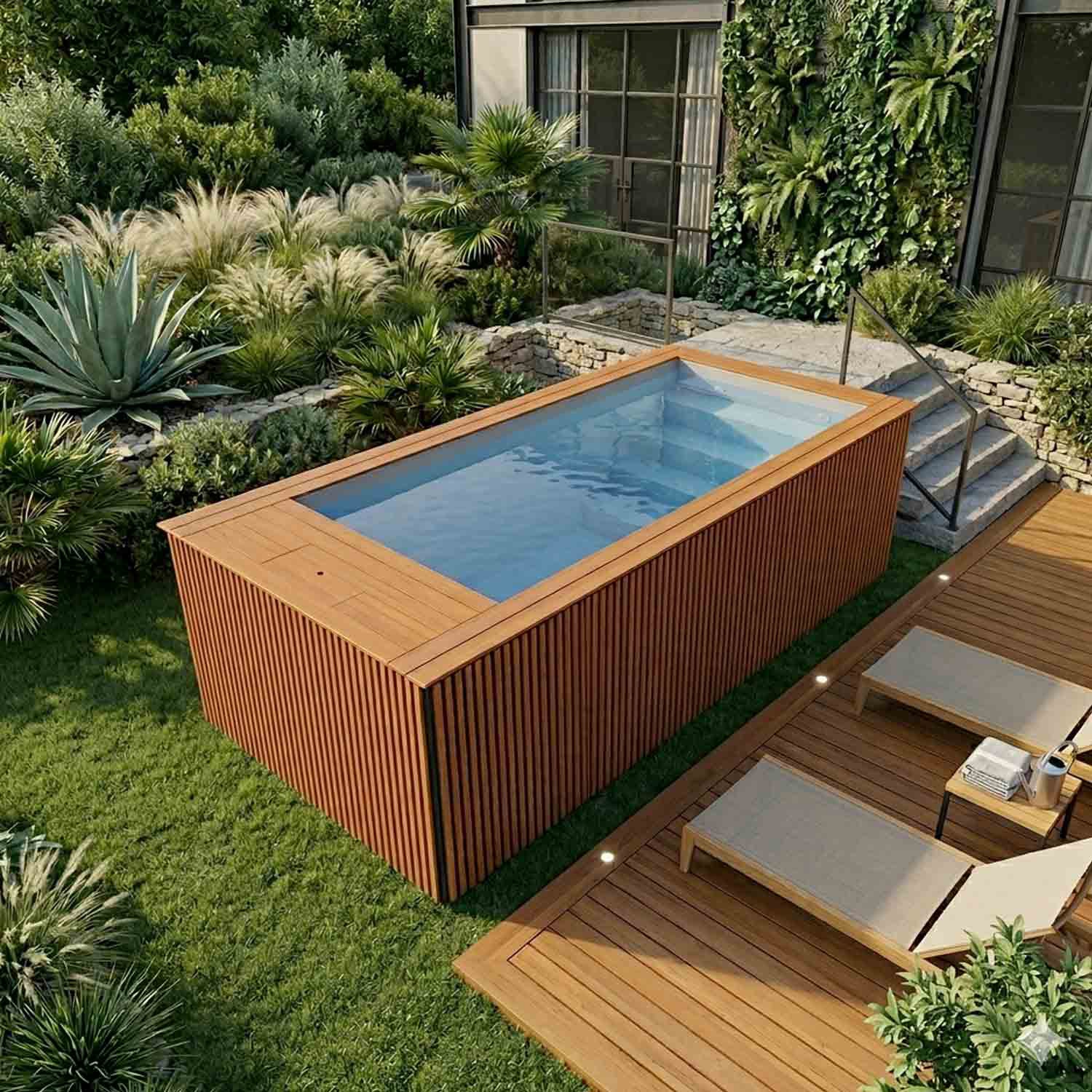 Lilypool AluWood Bois : Piscine container design en aluminium