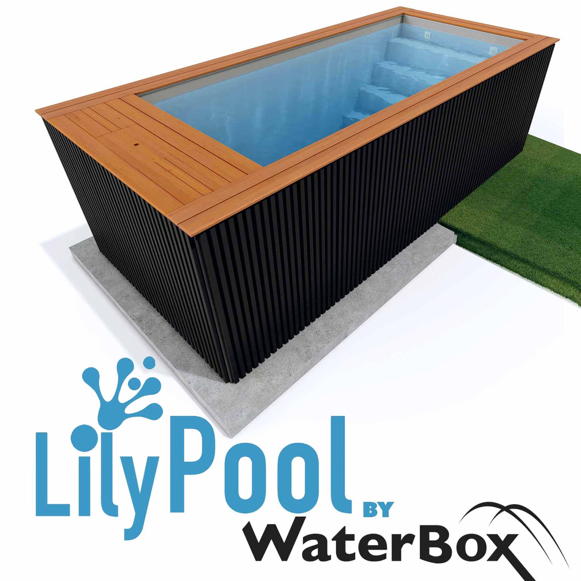 Lilypool AluWood Noir : Piscine container design en aluminium