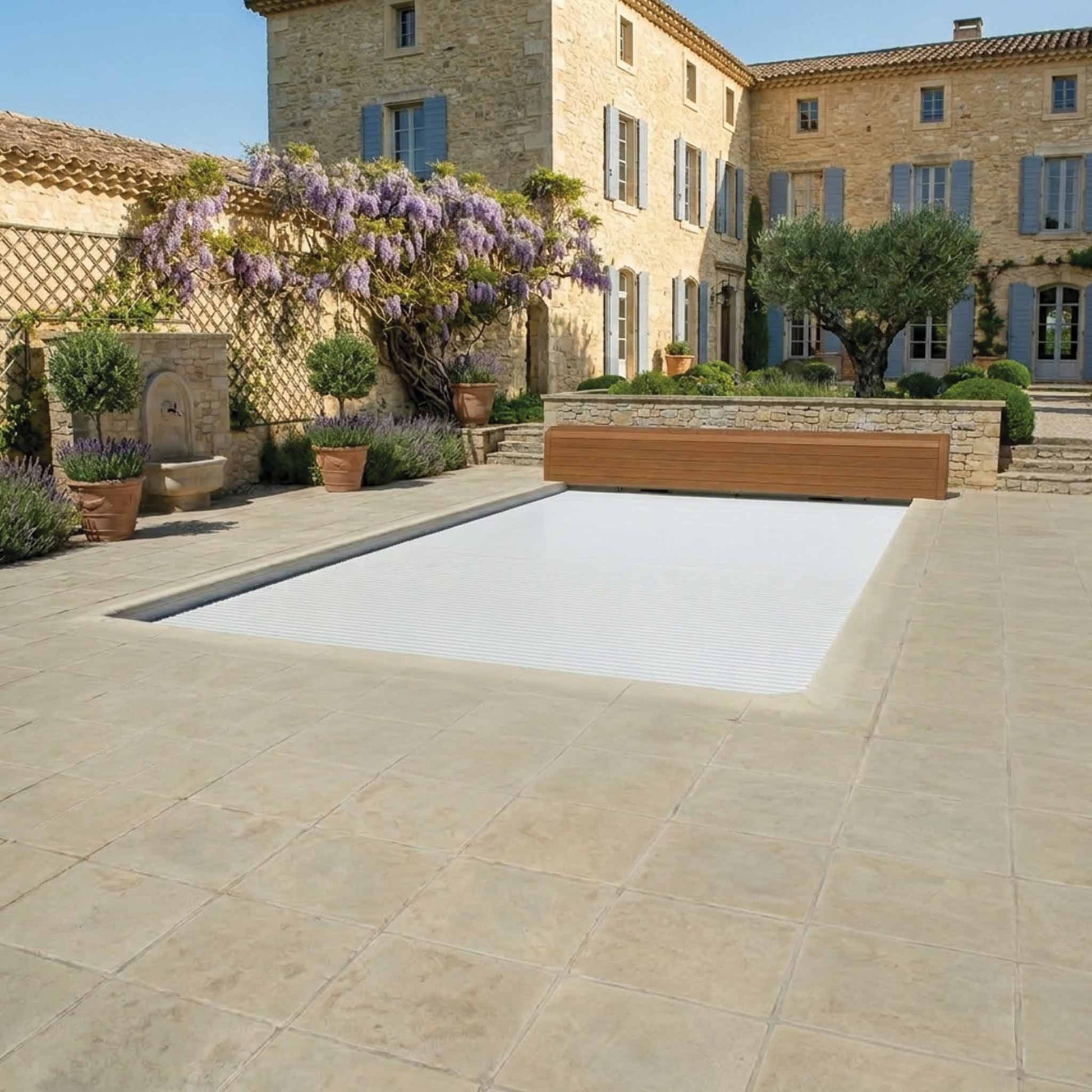 Volet piscine Pool Confort banc PVC AFC électroniques marron