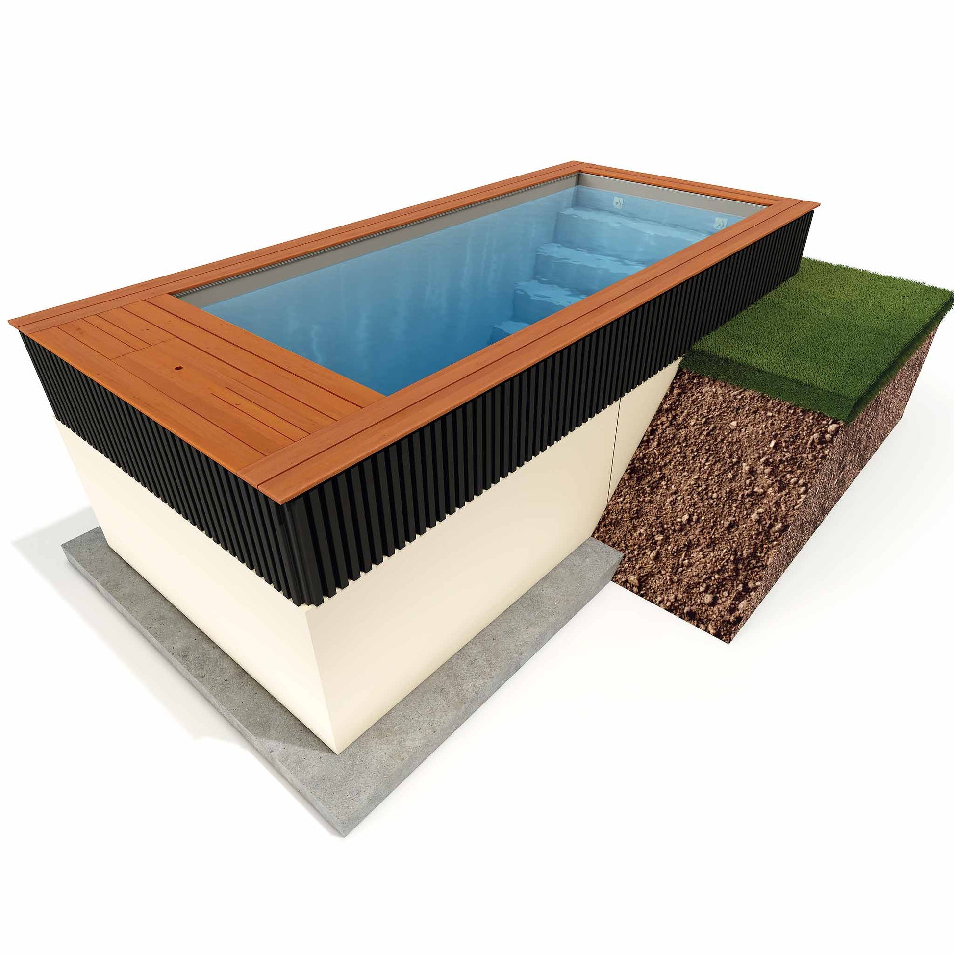 Lilypool AluWood Noir : Piscine container design en aluminium