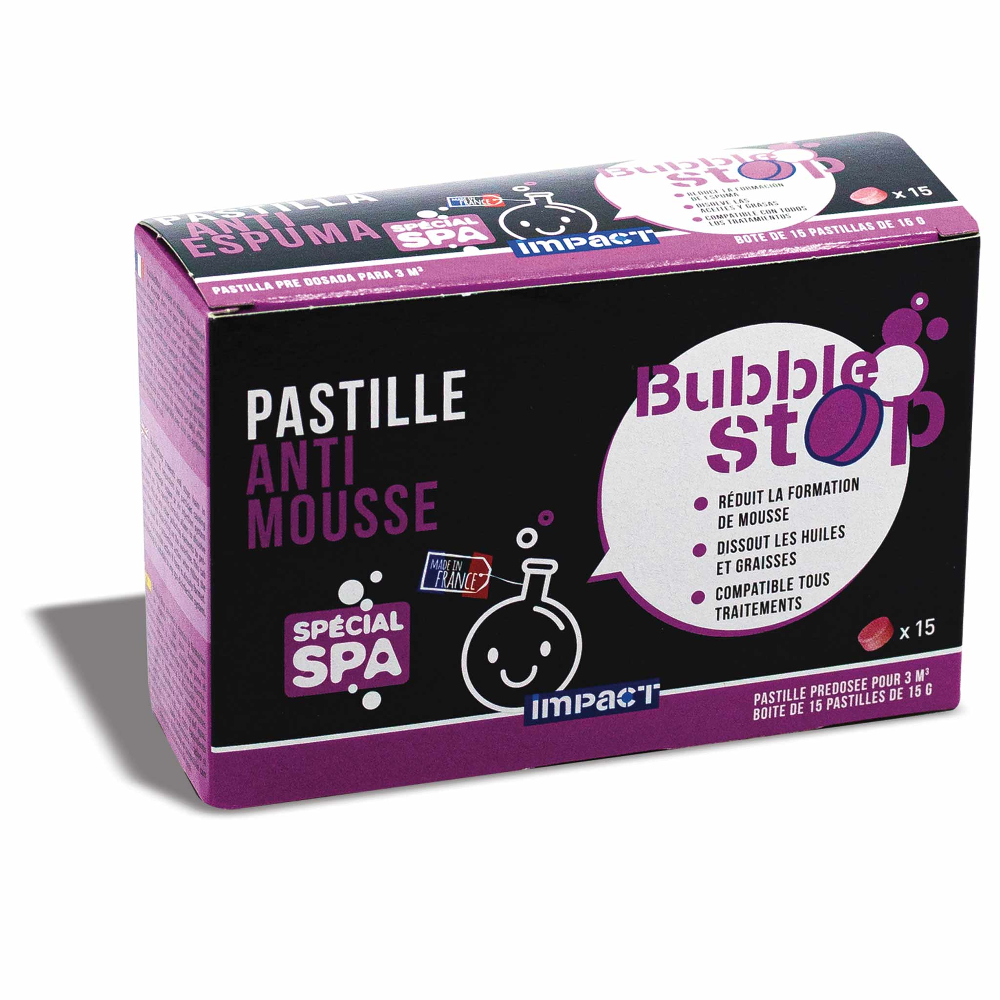 Bubble Stop - Anti-mousse Spa - Boîte de 15 pastilles de 15 g