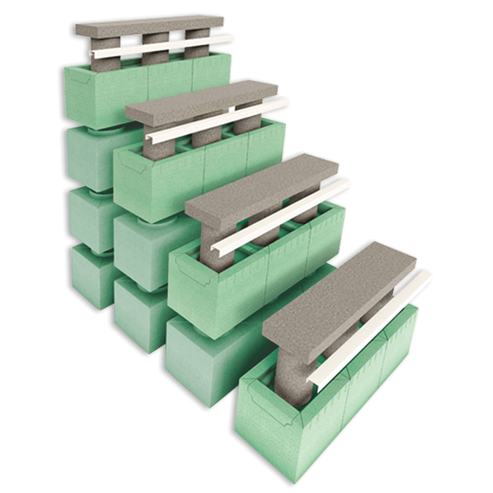 vue éclatée Kit Escalier EscaSwim Droit intérieur 4 marches