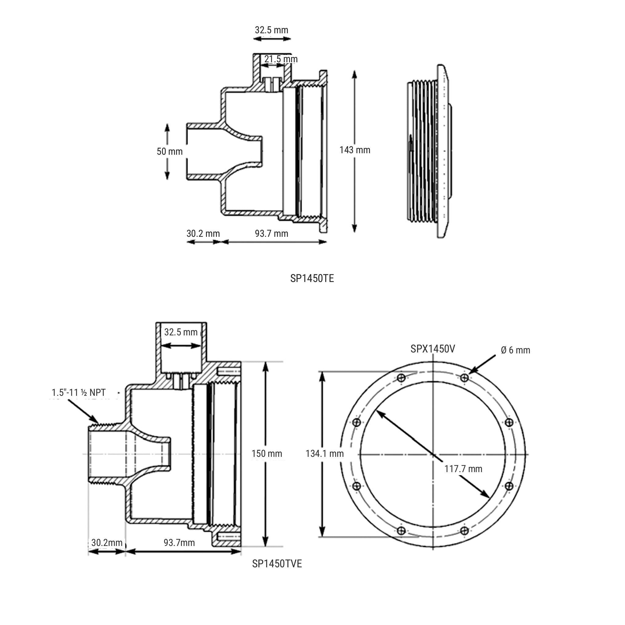 plan Buse d’hydromassage Hayward Turbo Jet pour piscine béton