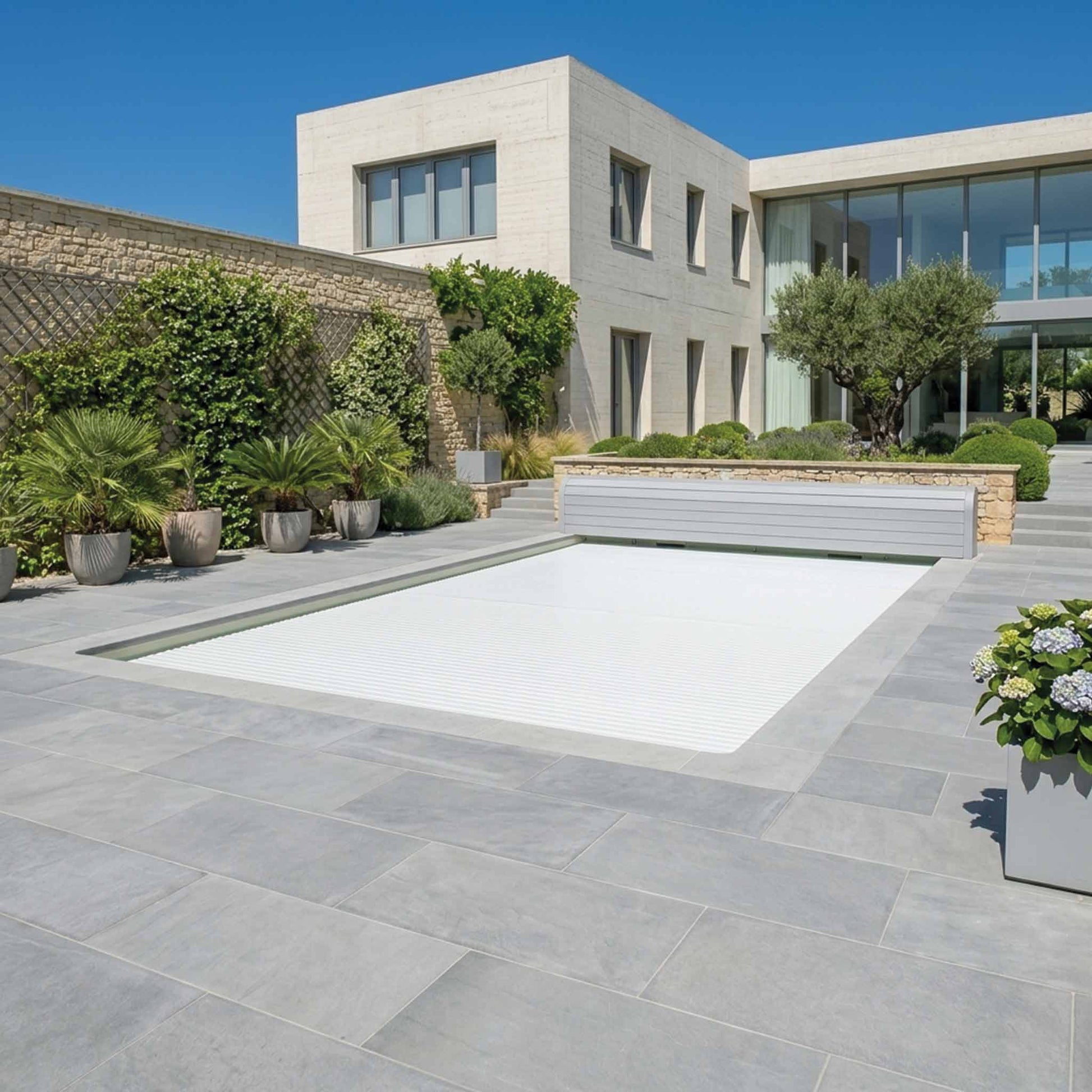 Volet piscine Pool Confort banc PVC AFC électroniques gris