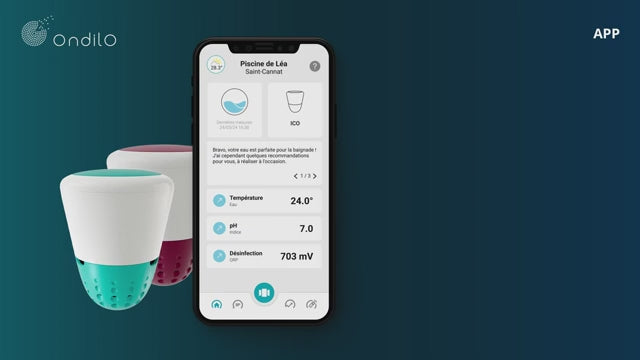 Charger la vidéo : ICO POOL = PH - TEMP - CHLORE OU BROME