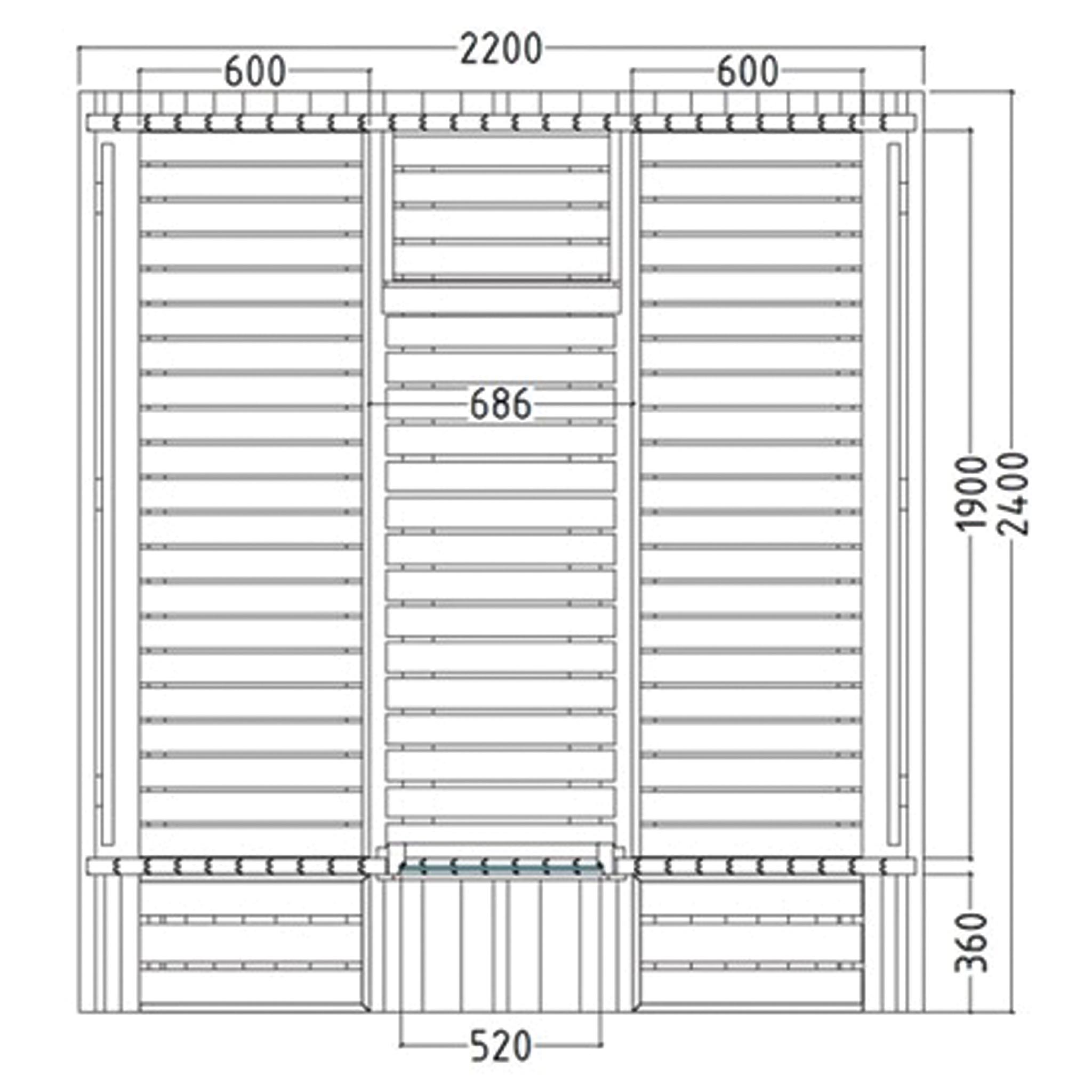 Sauna tonneau Kuusi 2,20 / 2,40 canopy